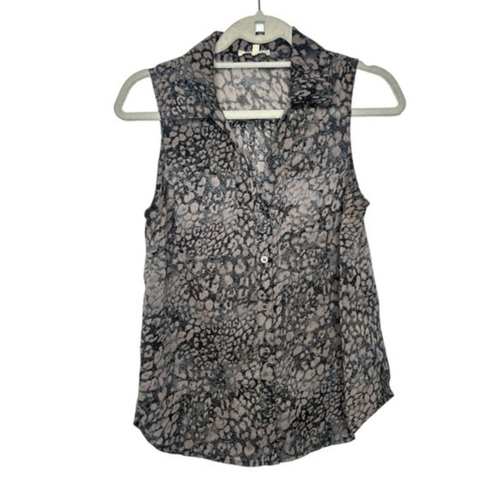Anthropologie Mystree Snake Print Button Down Sleeveless Blouse Size Small